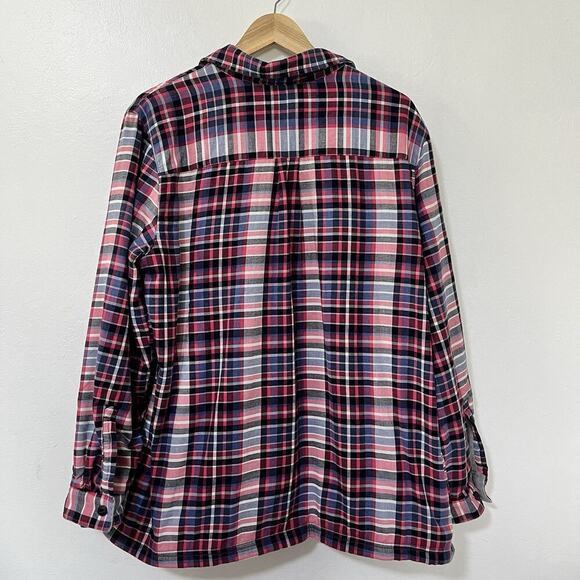 L.L. Bean Fleece Lined Flannel Shirt Jacket Size XL Pink Outdoors Women's - Picture 2 of 8